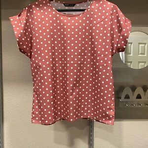 SHEIN Pink polka-dot Boxy Cap Sleeve T-Shirt